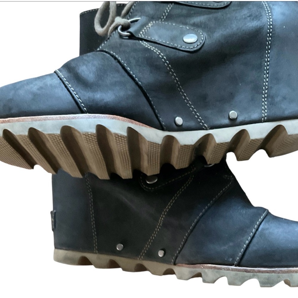 Sorel Women's Black Joan Of Artic Wedge Lace Up Ankle Boots Size 7 - Picture 8 of 11